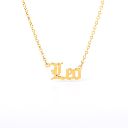 12 Zodiac Sign Letter Constellations Necklace For Women Men Virgo Leo Libra Scorpio Sagittarius Capricorn Aquarius Birthday Gift