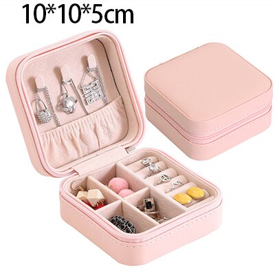 Women's Jewelry Box Travel Jewelry Case Organizer Display With Mirror Leather Gift Boxes For Women