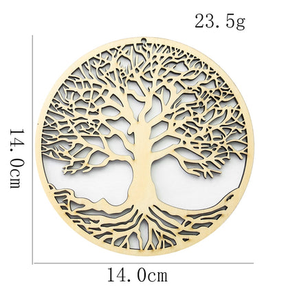 14cm Wooden Round Tree of Life Hanging Artwork Wall Decoration Sacred Hanging Ornament Yoga Meditation Craft Home Decor Coaster