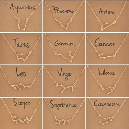 Cardboard Star Zodiac Sign 12 Constellation Bracelet Crystal Charm Gold Color Chain Bracelet for Women Birthday Jewelry Gifts