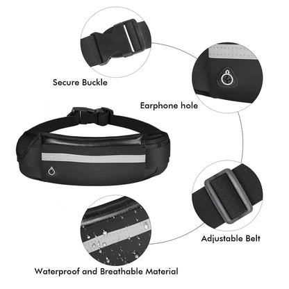 Buylor Sports Waist Pack Men Belt Pouch Women Running Belt Waist Bag Men Waterproof Fanny Pack Wallet Portable Phone Holder Gym