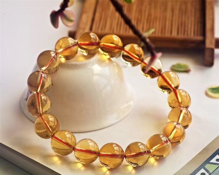 Natural Yellow Citrine Quartz Crystal Clear Round Beads Bracelet From Brazi 10mm 11mm 12mm 13mm Gemstone Wealthy Stone AAAAA