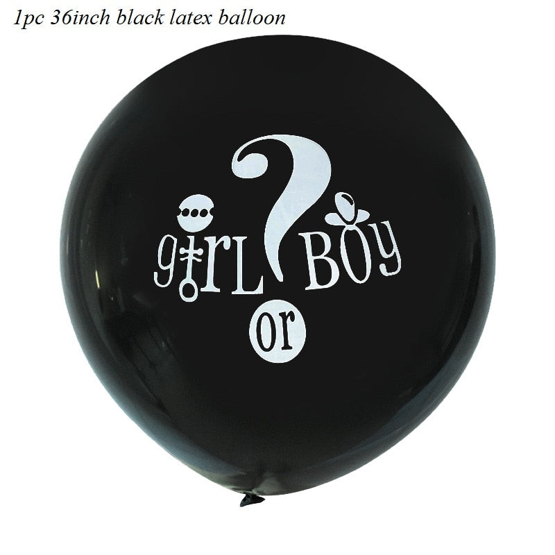 1pc 36inch Boy or Girl Balloon Black Latex Ballon with Confetti Gender Reveal Globos Baby Shower Gender Reveal Party Decoration