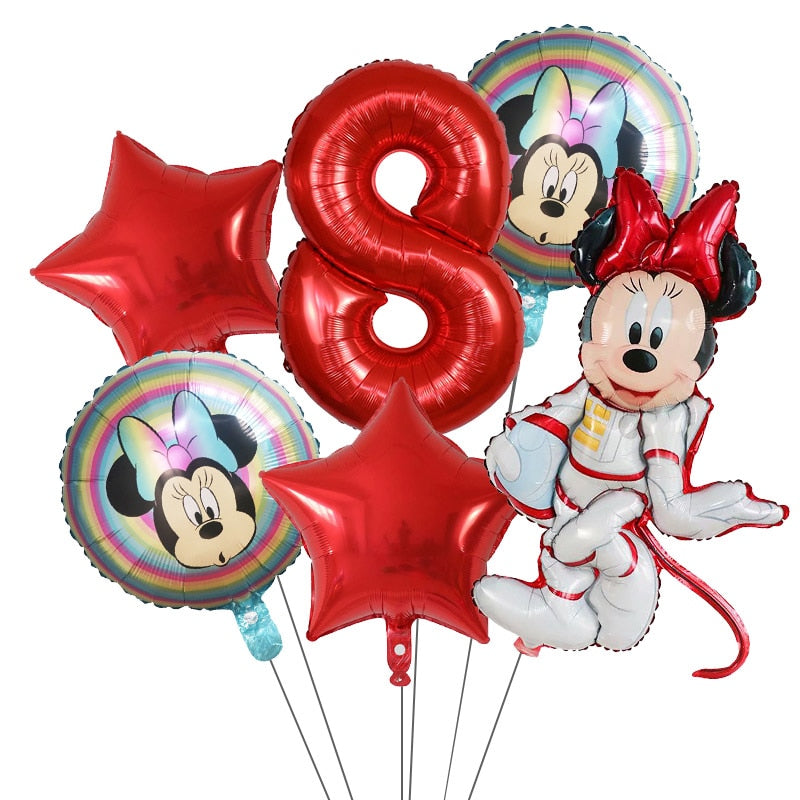 6Pcs Disney Minnie Foil Balloons Set Mickey Mouse Balloon Birthday Party Decoration Baby Shower Kids Toy Air Globos Supplies