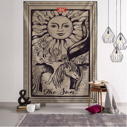 Myth Illustration Style Tarot Tapestry Creative Dark Witchcraft Room Headboard Arras Carpet Astrology Blanket Home Decoration