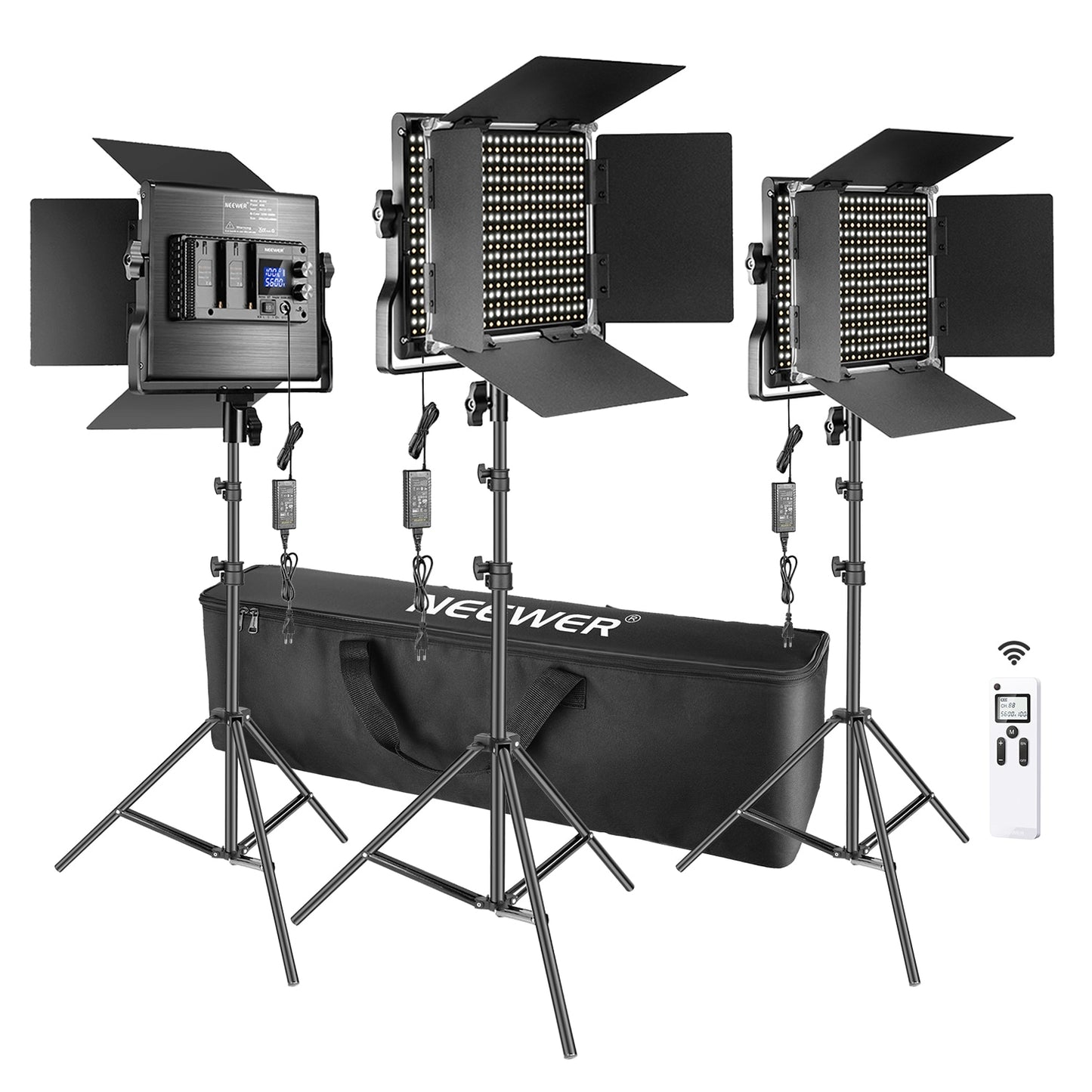 Neewer 2 Packs 660 LED Video Light Kit,Dimmable LED Panel with 2.4G Wireless Remote Light Stand for Portrait Product Photography