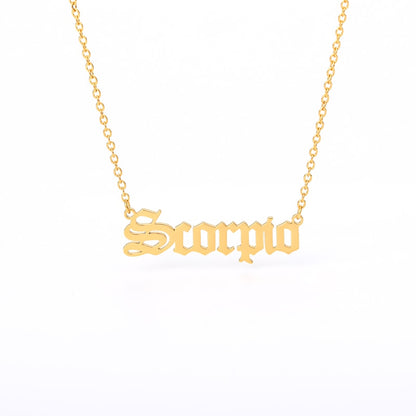 12 Zodiac Sign Letter Constellations Necklace For Women Men Virgo Leo Libra Scorpio Sagittarius Capricorn Aquarius Birthday Gift