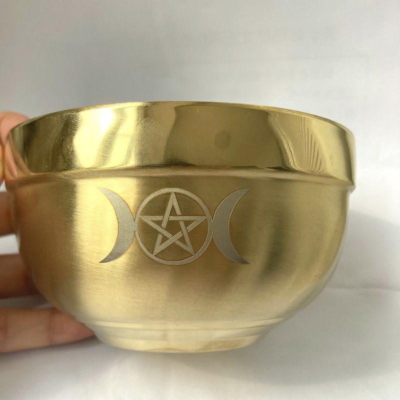 ritual bowl tarot Pentagram stainless steel Gold plating/ tableware ceremony noonDivination Astrological tool altar prop