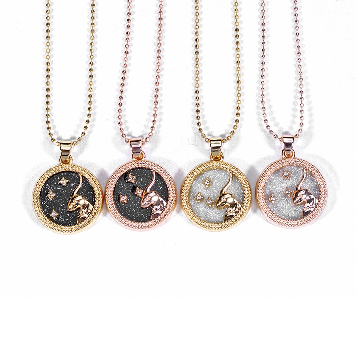 Fashion 12 Constellation Necklace For Women 2 PCS/Set Zodiac Sign Coin Chain Pendant Choker Birthday Couple Jewelry Charm Gifts