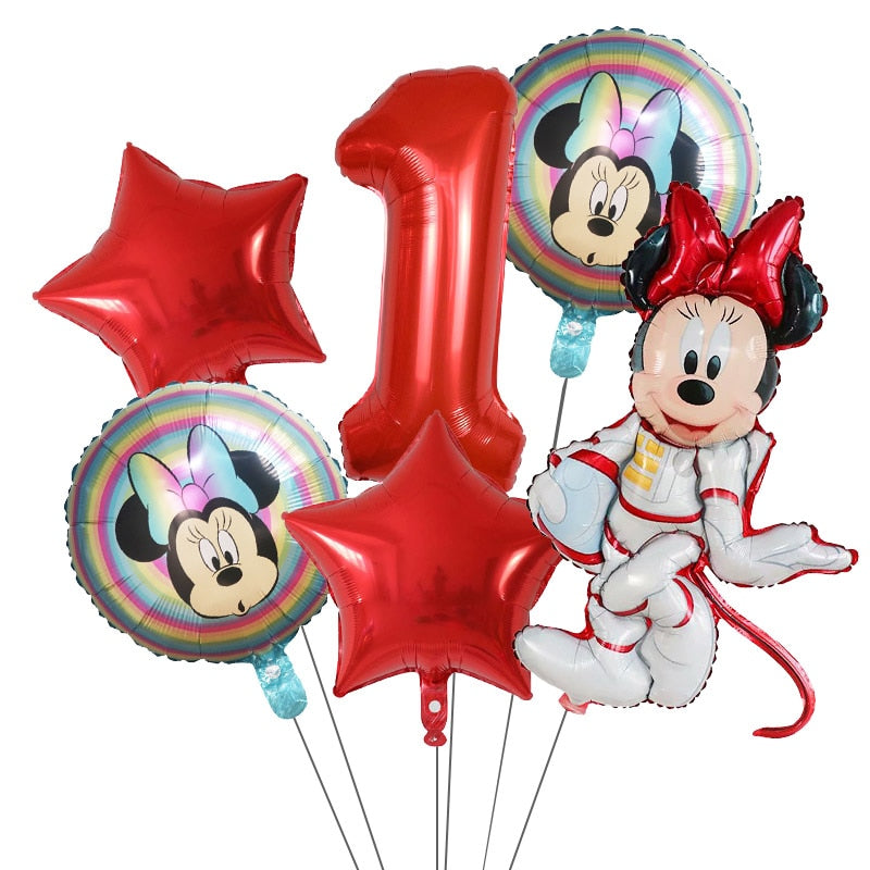 6Pcs Disney Minnie Foil Balloons Set Mickey Mouse Balloon Birthday Party Decoration Baby Shower Kids Toy Air Globos Supplies