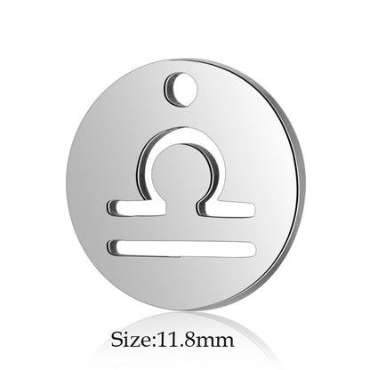 10pcs/lot Stainless Steel Laser Cutting 12 Zodiac Sign Charms Horoscope Icon DIY Metal Pendant for Jewelry Making