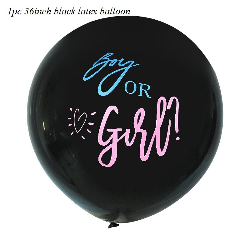 1pc 36inch Boy or Girl Balloon Black Latex Ballon with Confetti Gender Reveal Globos Baby Shower Gender Reveal Party Decoration