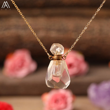 Natural Purple Agates Smoky Color Quartz Rainbow Fluorite Stone Gold Perfume Bottle Pendant For Necklace Making Women Jewelry