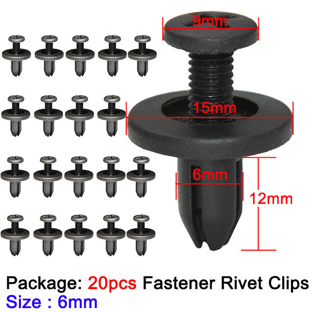 10~ 50pcs Car 6mm Hole Plastic Rivets Fastener Push Clip Black Auto Vehicle Door Trim Panel Retainer Fastener Clips For Toyota