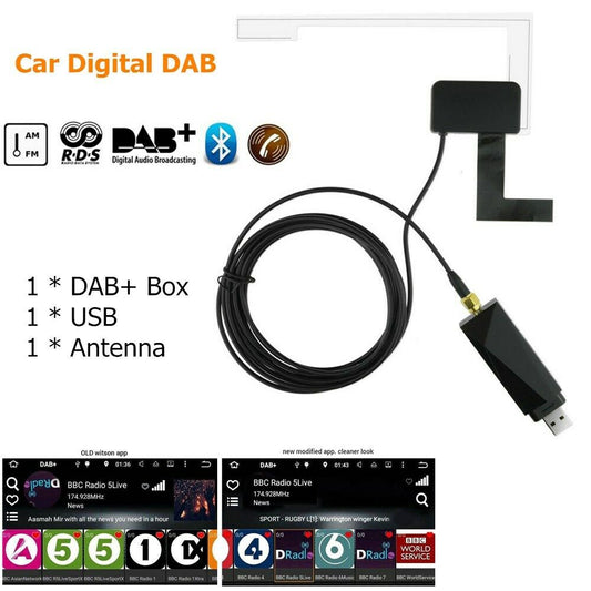 Dab Radio Receiver In Car Antenna Digital DAB+ Adapter Tuner Box Audio USB Amplified Loop Antenna Android Decoding Radio Receiver