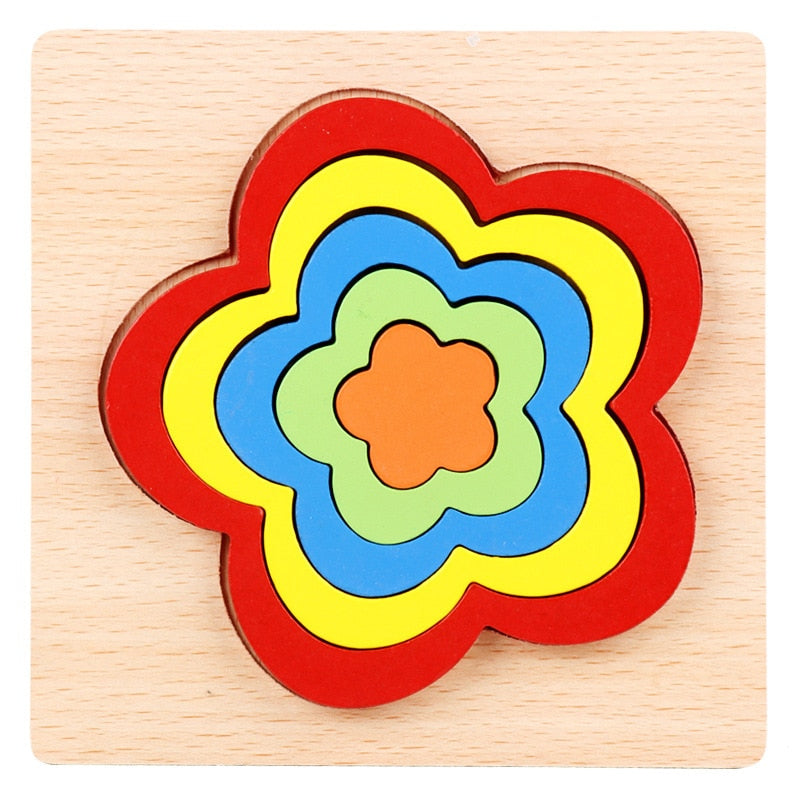 Wooden Geometric Shape Puzzle Kids Montessori Toys Educational Shape Cognition Children Jigsaw Puzzle Board Learning Sensory Toy