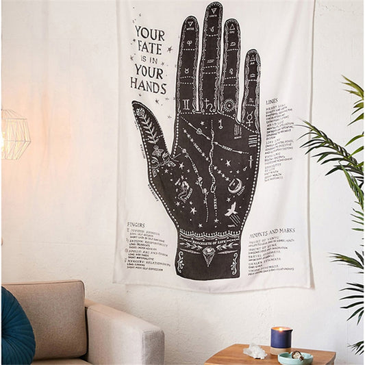 Palmistry Tapestry Wall Hanging Pink Coffee Tarot Trippy Tapiz Wall Carpet Boho Decor Ouija Witchcraft Wall Cloth Tapestries Rug