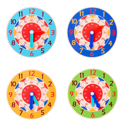 Children Montessori Wooden Clock Toys Hour Minute Second Cognition Colorful Clocks Toys for Kids Early Preschool Teaching Aids