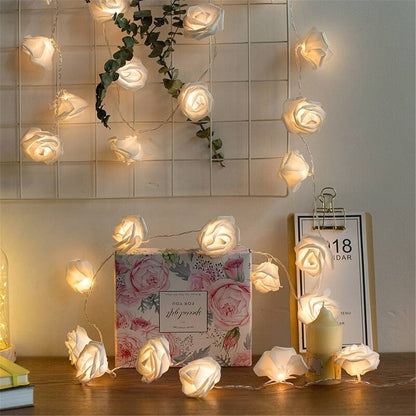 USB/Battery Operated 10/20/40 LED Rose Flower String Lights Artificial Flower Bouquet Garland for Valentine's Day Wedding Party