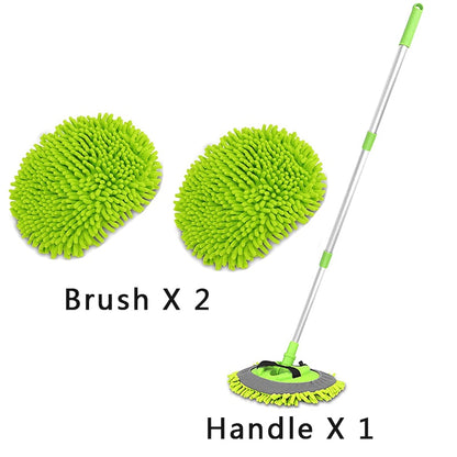 2 in 1 Car Cleaning Brush Car Wash Brush Telescoping Long Handle Cleaning Mop Chenille Broom Auto Accessories