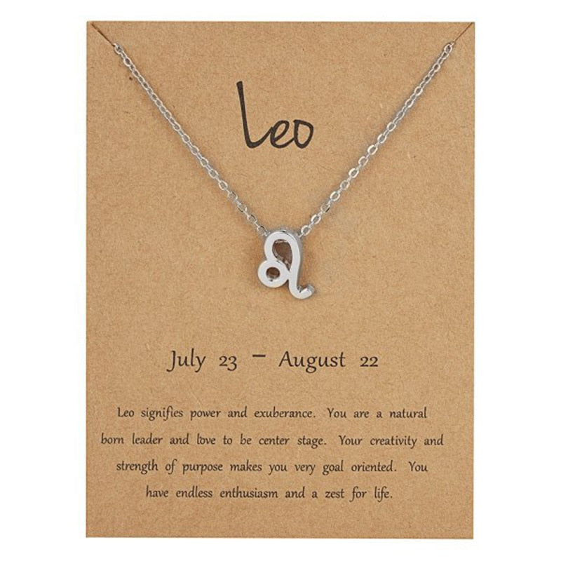 New Constellation Zodiac Sign Necklaces Jewelry for Women Girls Designed 12 Horoscope Taurus Aries Leo Necklaces Jewelry Gifts