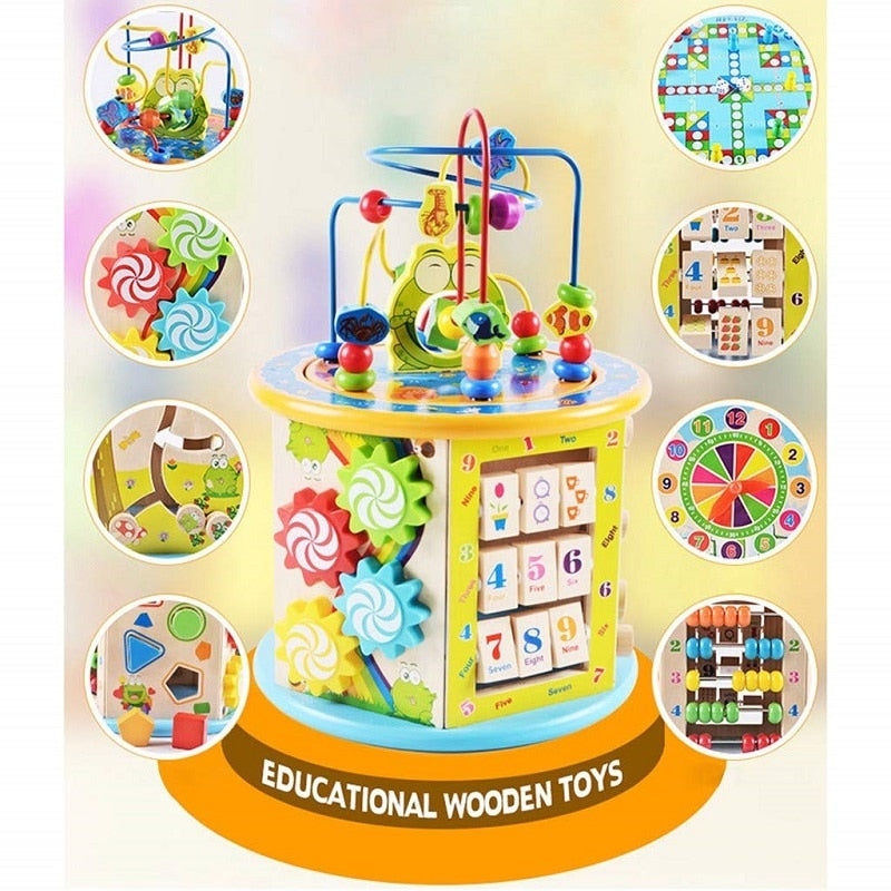 8 in 1 Busy Board Montessori Baby Wooden Cognitive Box Early Education Toys Children Learning Matching Games Interactive Gifts