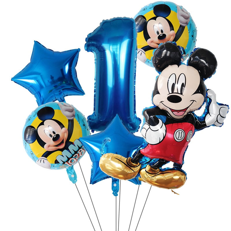 6Pcs Disney Minnie Foil Balloons Set Mickey Mouse Balloon Birthday Party Decoration Baby Shower Kids Toy Air Globos Supplies