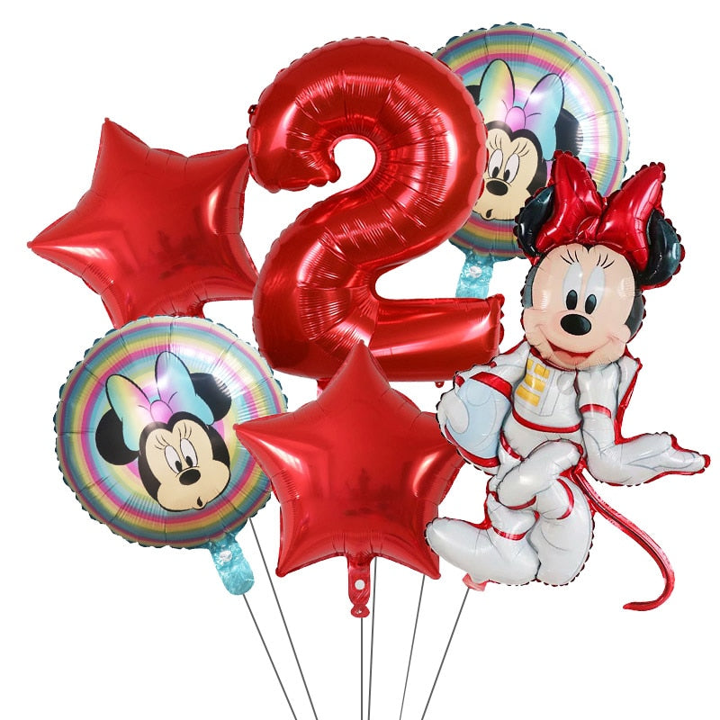 6Pcs Disney Minnie Foil Balloons Set Mickey Mouse Balloon Birthday Party Decoration Baby Shower Kids Toy Air Globos Supplies