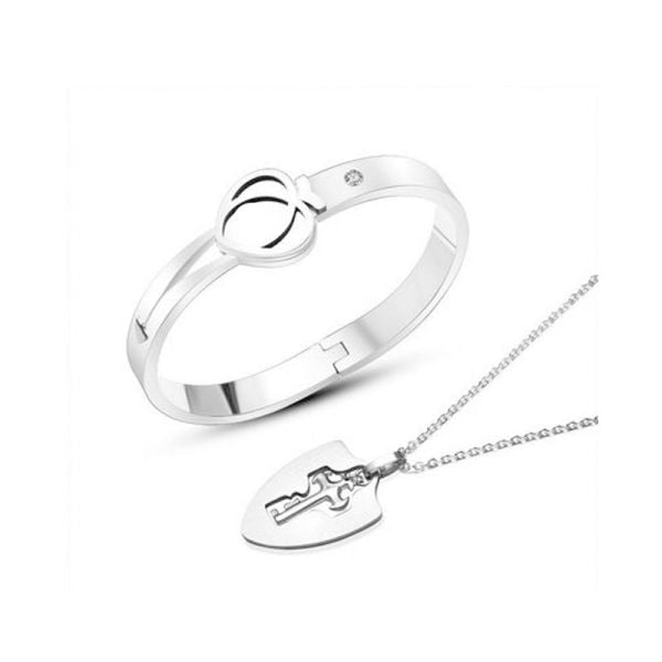 A Couple Lovers Jewelry Love Heart Lock Bracelet Stainless Steel Bracelets Bangles Key Pendant Necklace Jewelry