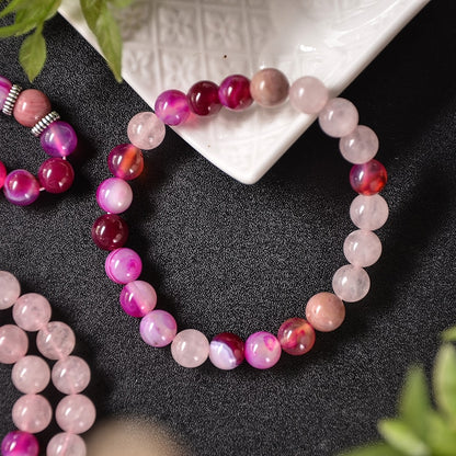 8mm Rhodochrosite Rose Quartz Agate Beaded 108 Japamala Necklace Meditation Yoga Healing Tibetan Jewelry Bracelet Tassel Sets