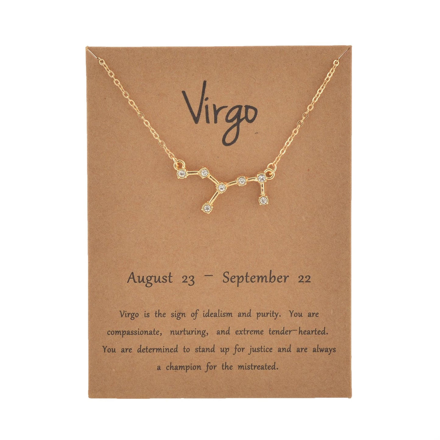 Female Elegant Star Zodiac Sign 12 Constellation Necklaces Pendant Gold Color Chain Choker Necklaces for Women Jewelry Cardboard