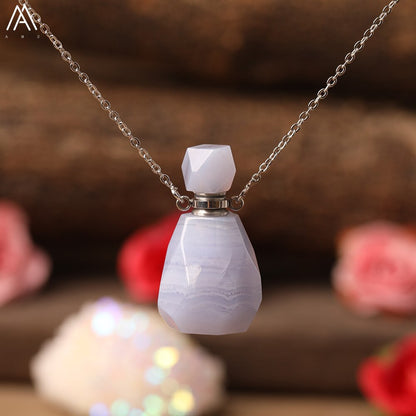 Natural Purple Agates Smoky Color Quartz Rainbow Fluorite Stone Gold Perfume Bottle Pendant For Necklace Making Women Jewelry