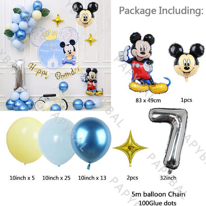 1Set Mickey Mouse Party Balloons Set Arch Garland Kit For Birthday Wedding Decoration Supplies Kids Gifts Baby Shower Globos