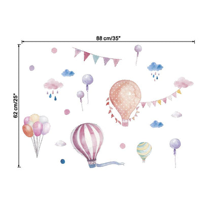 New Cartoon Hot Air Balloon Clouds Wall Sticker for Kids Room Graffiti Birthday Party Decoration for Living Room Art Mural