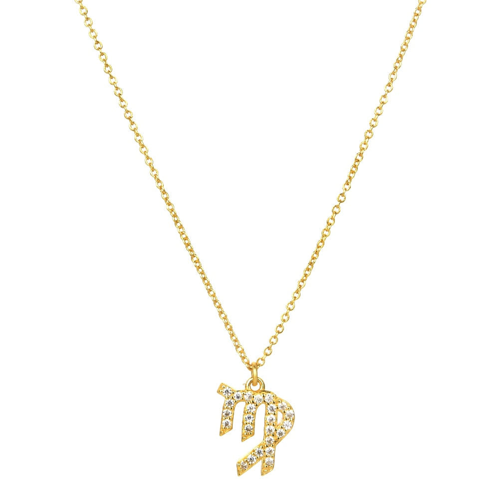 ANDYWEN 925 Sterling Silver Gold 12 Charm Zodiac Pendant Necklace Long Chain Slim Monogram Men Personal Birthday Fine Jewelry