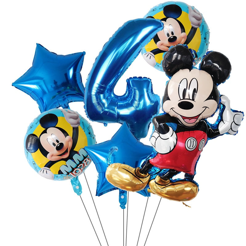 6Pcs Disney Minnie Foil Balloons Set Mickey Mouse Balloon Birthday Party Decoration Baby Shower Kids Toy Air Globos Supplies