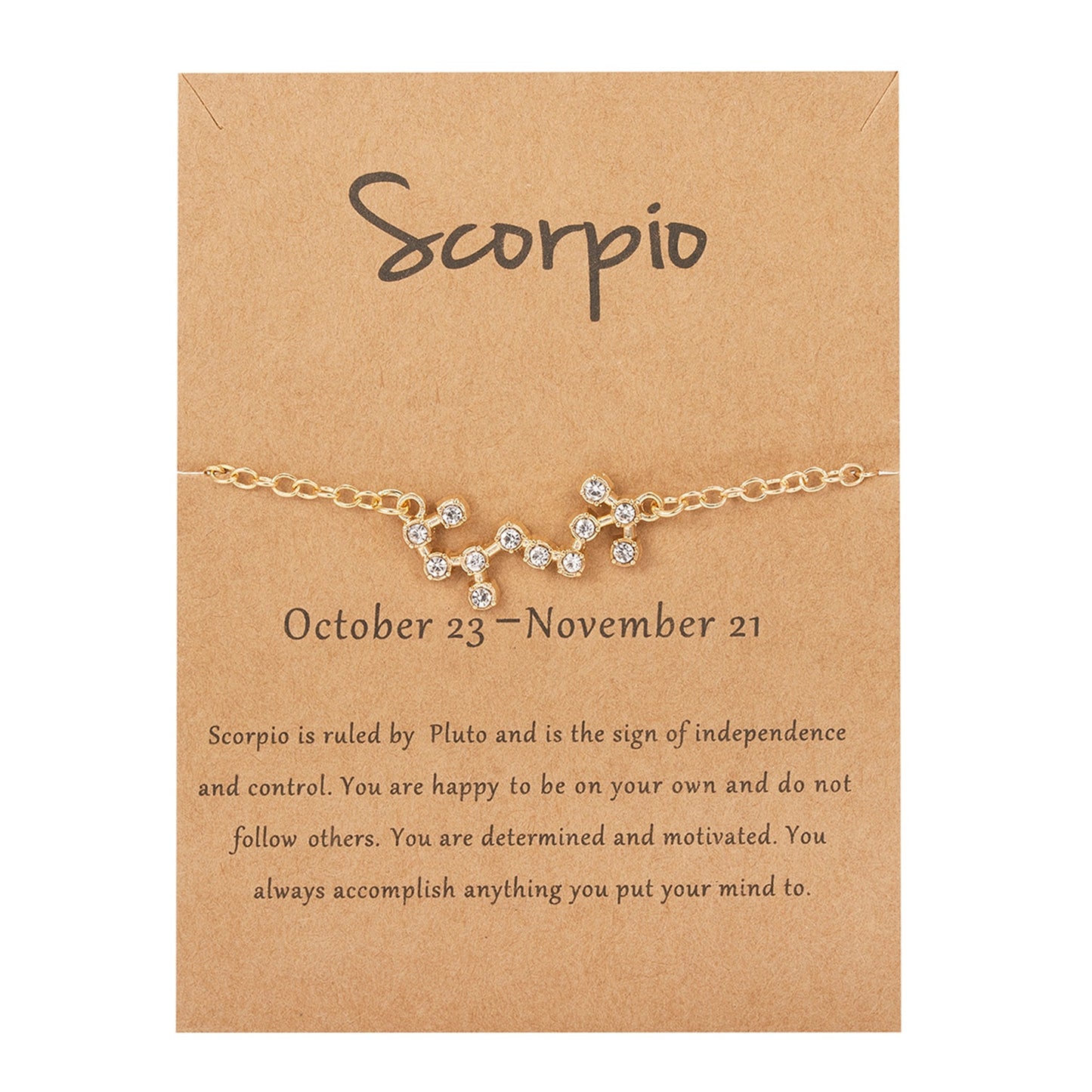 12 Constellation Bracelet Crystal Charm Chain Bracelets for Women Zodiac Sign Libra Aries Wish Card Birthday Jewelry Gift