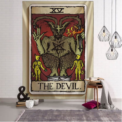 Color Illustration Tarot Tapestry Creative Dark Witchcraft Room Headboard Arras Carpet Astrology Blanket Home Decoration