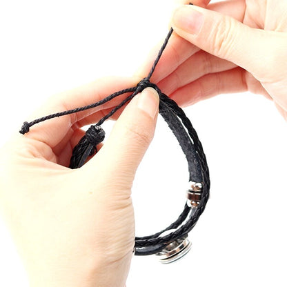 Glowing Constellation Bracelet Punk Luminous Jewelry Black Leather Woven Bracelet Glow In The Dark Zodiac Sign Luminous Bracelet