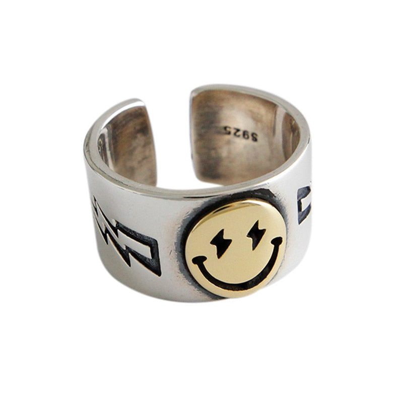 Smile Face Ring Female Open Ring for Women Simple Design Cute Happy Smile Faces Adjustable Rings