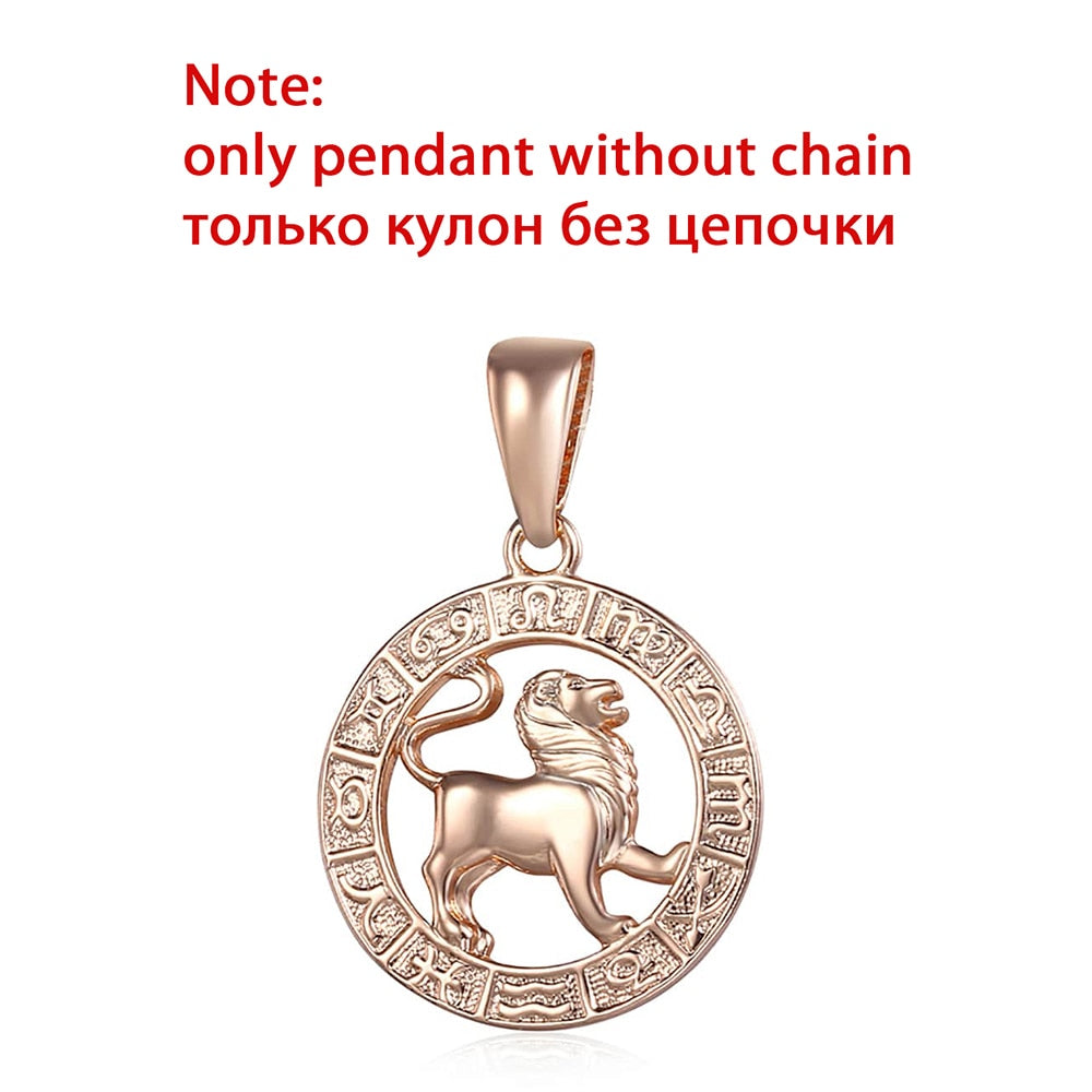 12 Zodiac Sign Constellations Pendants Necklaces For Women Men 585 Rose Gold Color Male Jewelry Fashion Birthday Gifts GPM16