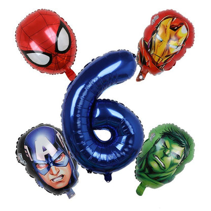 1set 3D Big Spider Super Hero Man Mylar Foil Balloon Number Foil Balloons Birthday Party Decoration Supplies Children's Gifts