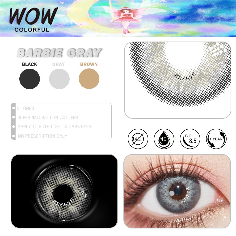 Ksseye 1Pair(2pcs) Taylor OMG Bigbarbie Natural Soft Color Contact lenses For Eyes  Contact lens Beautiful Pupil Cosmetic lens