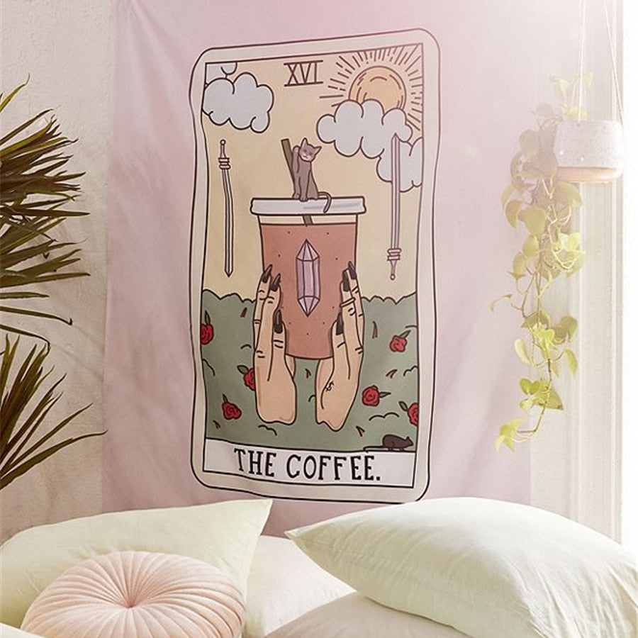 Palmistry Tapestry Wall Hanging Pink Coffee Tarot Trippy Tapiz Wall Carpet Boho Decor Ouija Witchcraft Wall Cloth Tapestries Rug