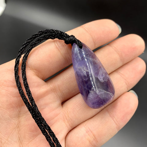 Drop shipping natural purple Fluorite quartz crystal pendant purple Healing Reiki rough gravel gemstone necklace