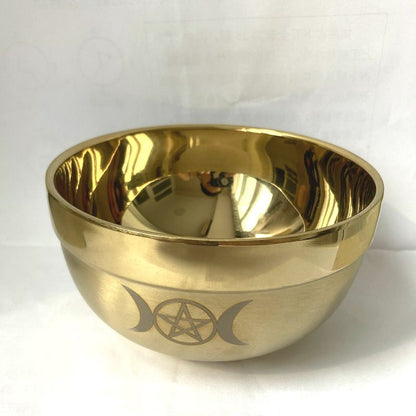 ritual bowl tarot Pentagram stainless steel Gold plating/ tableware ceremony noonDivination Astrological tool altar prop