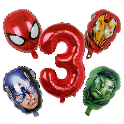 1set 3D Big Spider Super Hero Man Mylar Foil Balloon Number Foil Balloons Birthday Party Decoration Supplies Children's Gifts