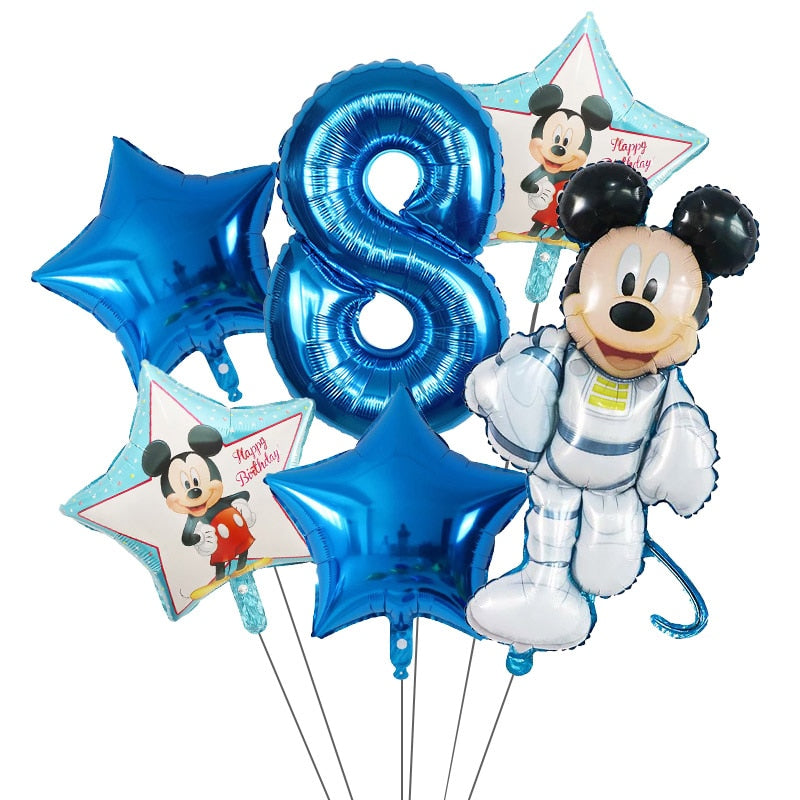 6Pcs Disney Minnie Foil Balloons Set Mickey Mouse Balloon Birthday Party Decoration Baby Shower Kids Toy Air Globos Supplies