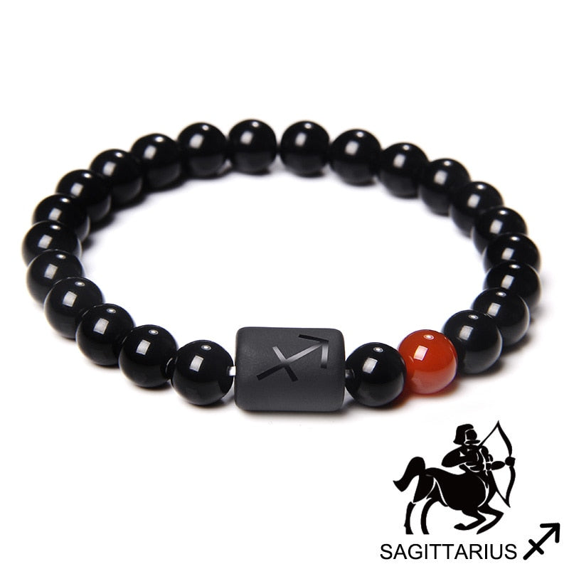 12 Constellation Bracelets For Women Men Couple Bracelet 8MM Black Onyx Beads Opal Red Agates Tiger Eye Stone Bangle Best Friend