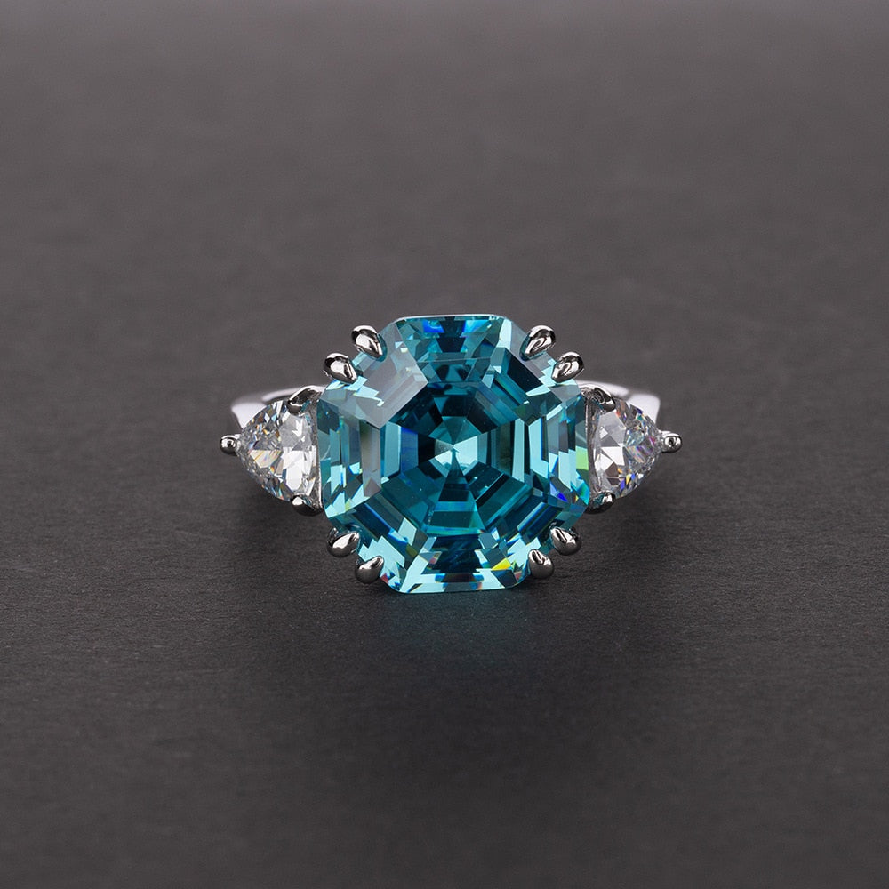 Wong Rain 100% 925 Sterling Silver Asscher Cut Lab Sapphire Citrine High Carbon Diamonds Gemstone Wedding Ring Jewelry Wholesale